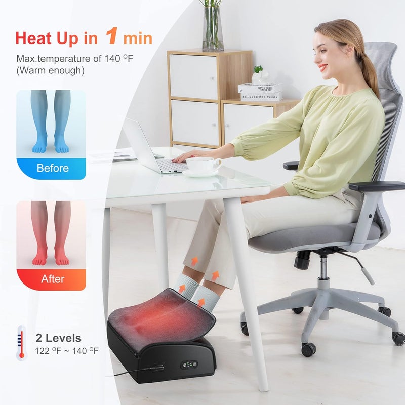 COMFIER Foot Rest Under Desk at Work with Heat,Foot Warmer,Adjustable Height Foot Stool Under Office Desk, Memory Foam Foot Stools for Back Pain Relief,Foot Stand,Gift - Image 2